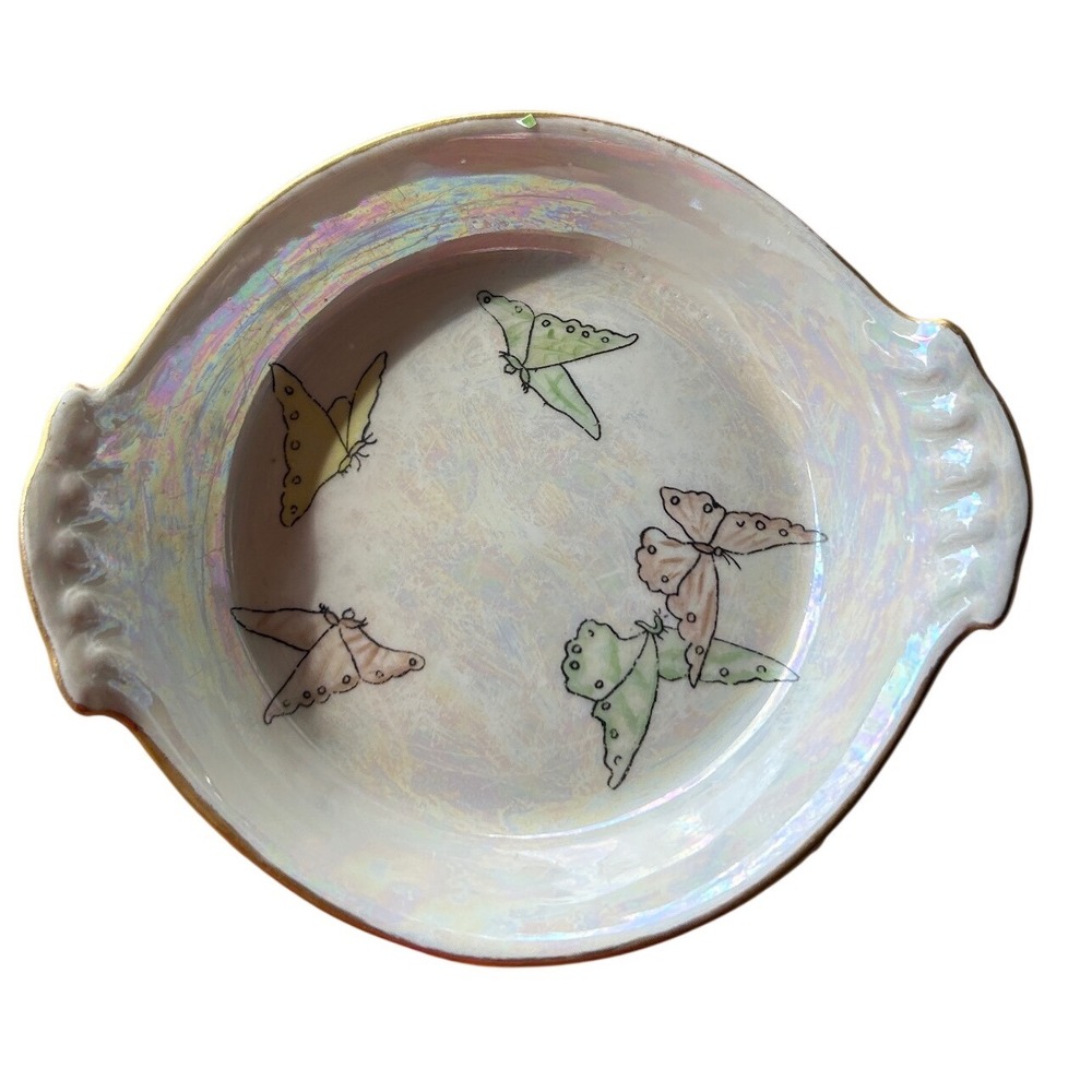 Antique Limoges French Porcelain Double Spoon Rest Signed Bernardaud Butterfly